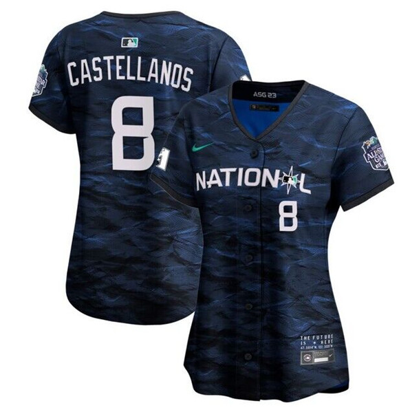 Women's Philadelphia Phillies #8 Nick Castellanos Royal 2023 All-star Stitched Baseball Jersey(Run Small)